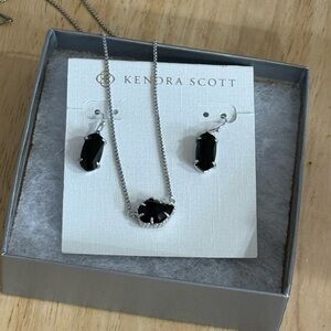 Kendra Scott Silver and Black Earrings and Necklace Jewelry Set